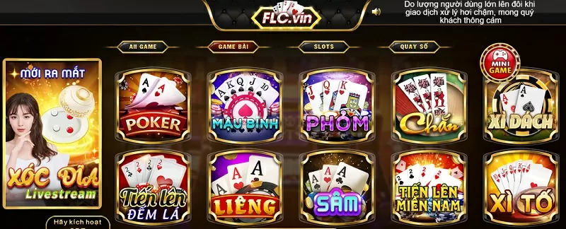 Các trò chơi game bài đổi thưởng hấp dẫn tại FLC Vin