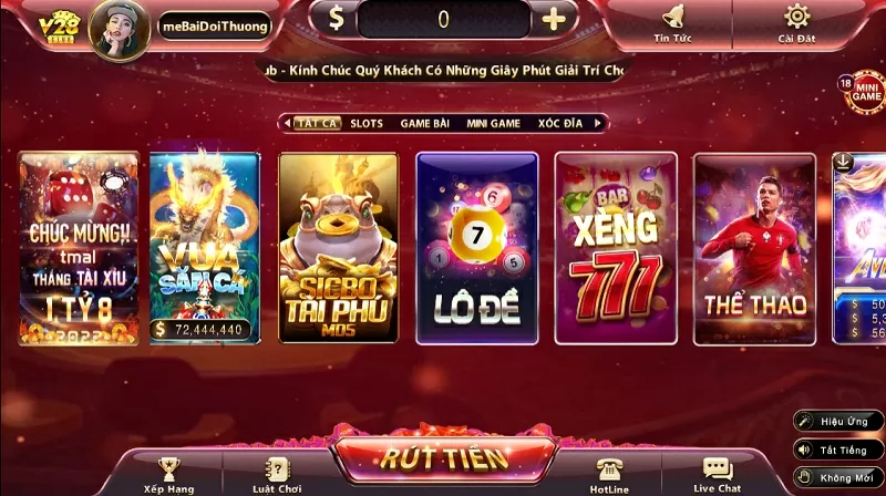 Giao diện thân thiện và bắt mắt của cổng game V28 Club