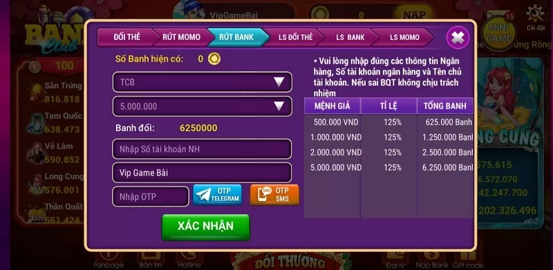 Rút tiền Banh Club