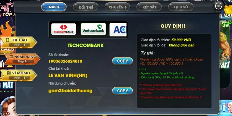 Thanh toán BigVip Win