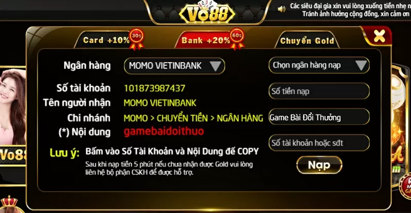 Thanh toán Vo88 Club