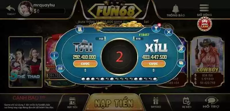 Ưu đãi cực khủng khi tham gia chơi game tại Fun68 Club