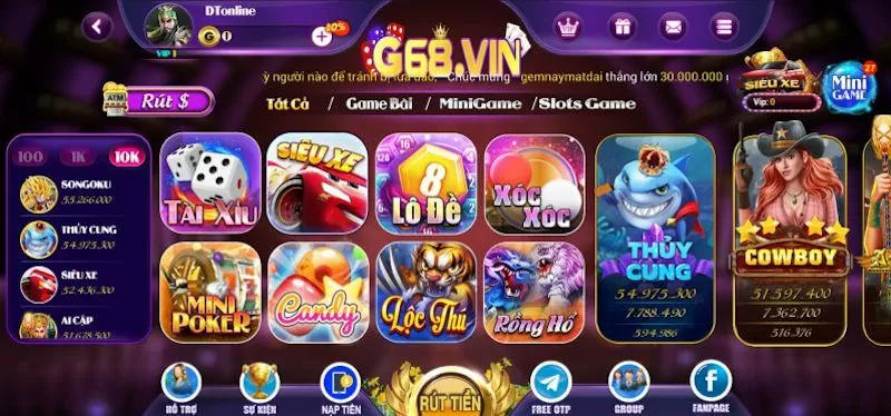 Tổng quan về cổng game bài đổi thưởng G68 Vin