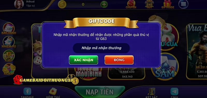 Cách nạp Giftcode cực dễ tại G63 Online