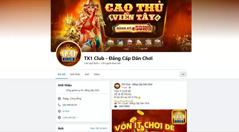 Liên hệ hỗ trợ viên qua kênh Fanpage cổng game bài