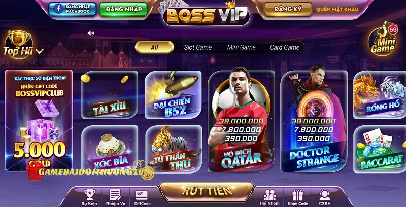 Giới thiệu kho sản phẩm game hấp dẫn tại cổng game bài BossVip Club