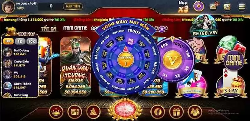 Kho trò chơi game bài đổi thưởng hấp dẫn tại Bet68 Vin