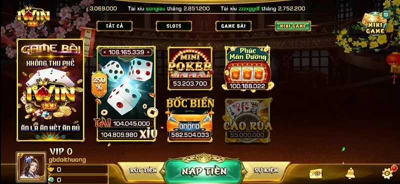 Minigame chơi là thích có mặt tại sân chơi giải trí Iwin Club