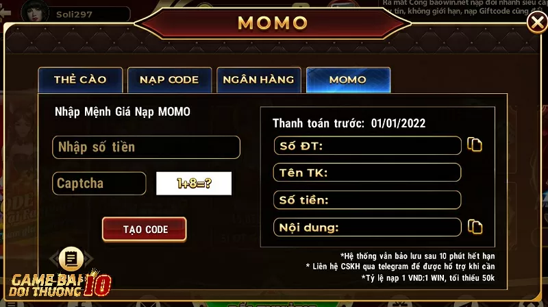 Hướng dẫn cách nạp tiền nhanh chóng vào cổng game bài