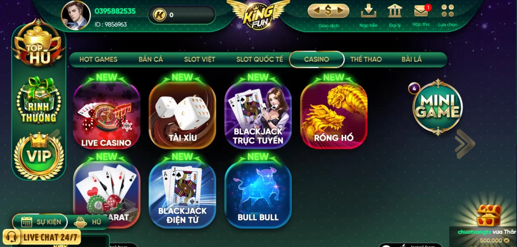 Mục Casino tại cổng game KingFun